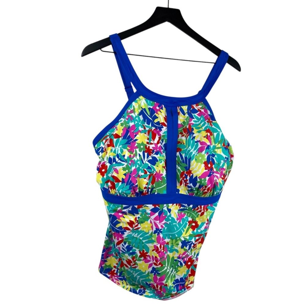 Lands End Tankini Top Womens Multicolor Size 18 DDD Floral Tropical Beach Resort